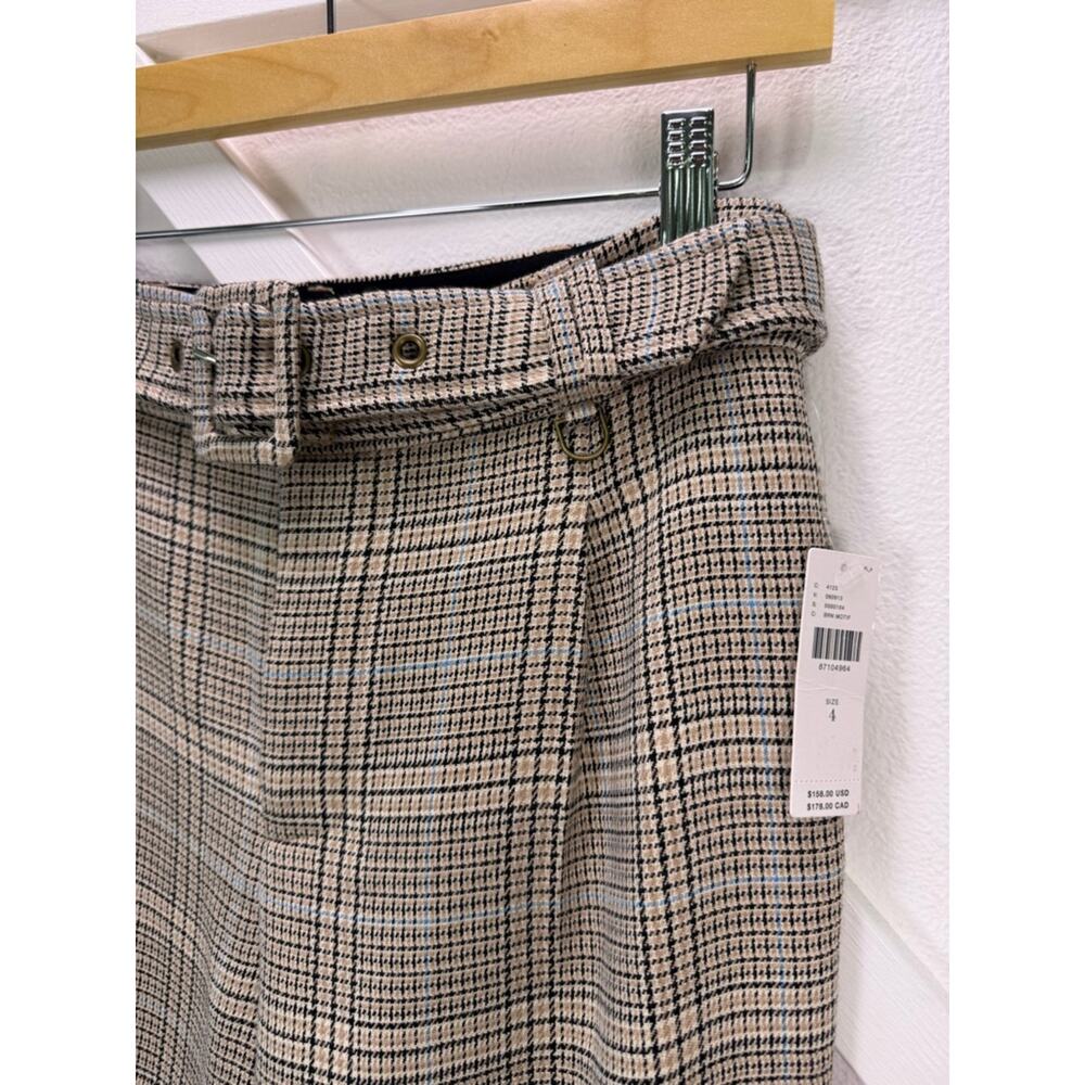 NWT Maeve By Anthropologie Boot Tuck Knit Trousers Plaid Brown Motif Size 4 - Picture 4 of 14